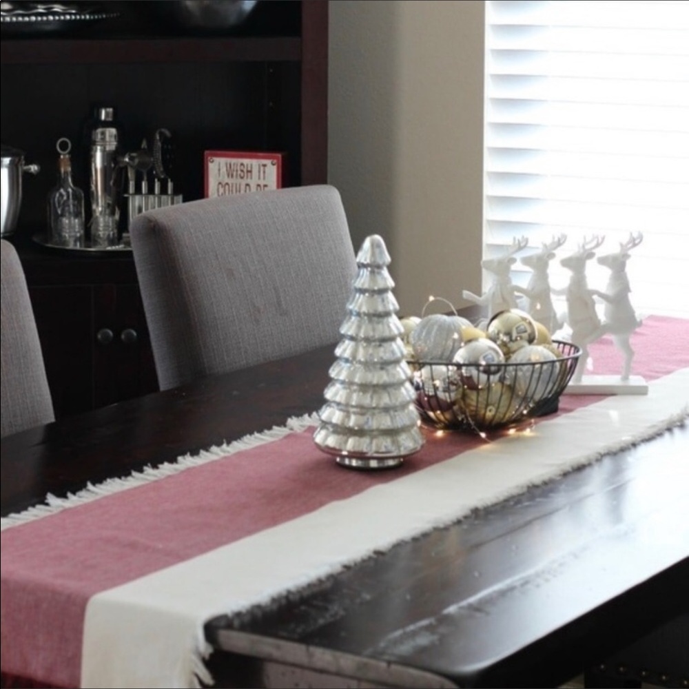 Pehr Chambray Table Runner Wine & Cream NWT